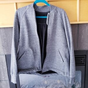 Gray Lululemon Men's Full Zip Up Sweater Jacket Rounded Pockets Darted